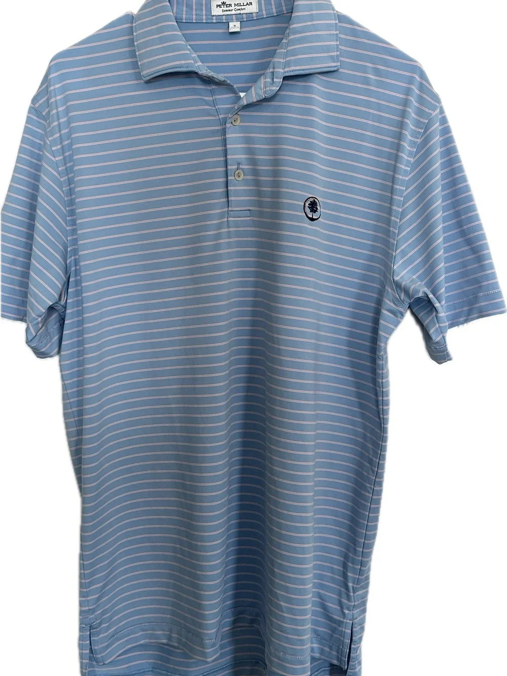 Men's Light Blue Striped Polo Shirt - Picture 2 of 6